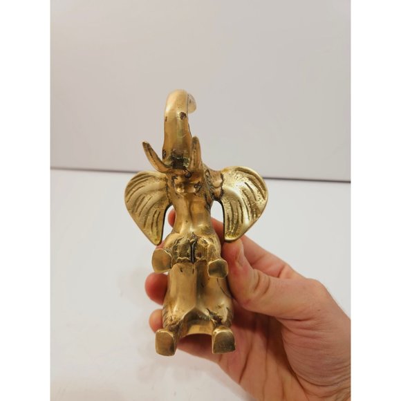 vintage Solid Brass Elephant with Trunk Up heavy - Picture 7 of 10